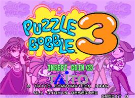 Title screen of Puzzle Bobble 3 on the Arcade.