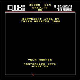 Title screen of Qix on the Arcade.
