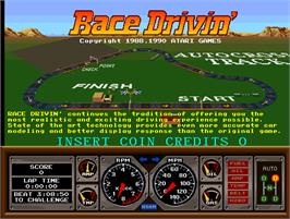 Title screen of Race Drivin' on the Arcade.