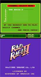Title screen of Rad Racer II on the Arcade.