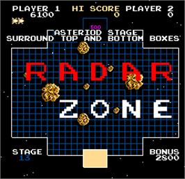 Title screen of Radar Zone on the Arcade.