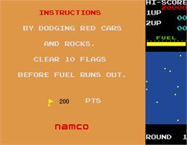 Title screen of Rally X on the Arcade.