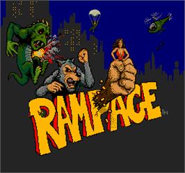 Title screen of Rampage on the Arcade.