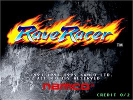 Title screen of Rave Racer on the Arcade.