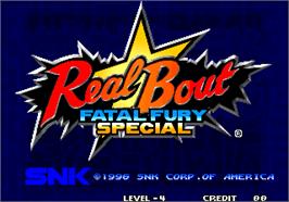 Title screen of Real Bout Fatal Fury Special / Real Bout Garou Densetsu Special on the Arcade.