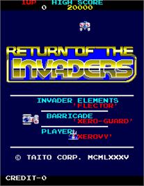 Title screen of Return of the Invaders on the Arcade.