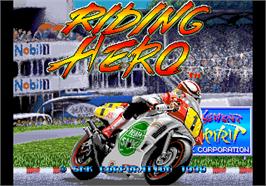 Title screen of Riding Hero on the Arcade.
