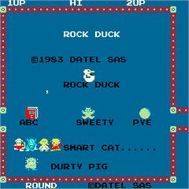 Title screen of Rock Duck on the Arcade.