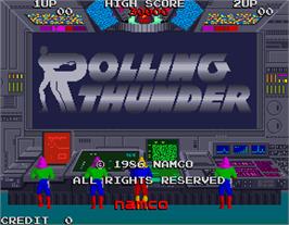 Title screen of Rolling Thunder on the Arcade.
