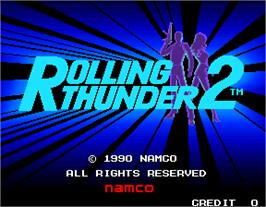 Title screen of Rolling Thunder 2 on the Arcade.