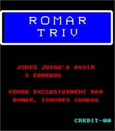Title screen of Romar Triv on the Arcade.