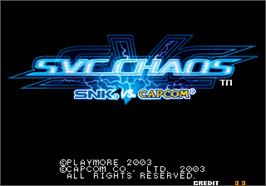 Title screen of SNK vs. Capcom - SVC Chaos on the Arcade.