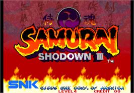Title screen of Samurai Shodown III / Samurai Spirits - Zankurou Musouken on the Arcade.