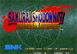 Title screen of Samurai Shodown IV - Amakusa's Revenge / Samurai Spirits - Amakusa Kourin on the Arcade.