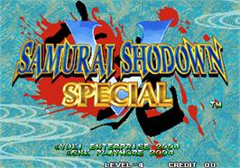 Title screen of Samurai Shodown V Special / Samurai Spirits Zero Special on the Arcade.