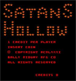 Title screen of Satan's Hollow on the Arcade.