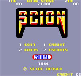 Title screen of Scion on the Arcade.