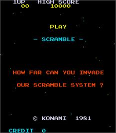Title screen of Scramble on the Arcade.