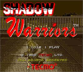 Title screen of Shadow Warriors on the Arcade.