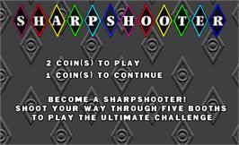 Title screen of Sharpshooter on the Arcade.