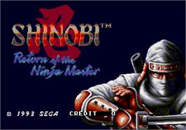 Title screen of Shinobi III on the Arcade.