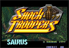 Title screen of Shock Troopers on the Arcade.