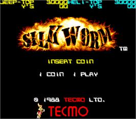 Title screen of Silk Worm on the Arcade.
