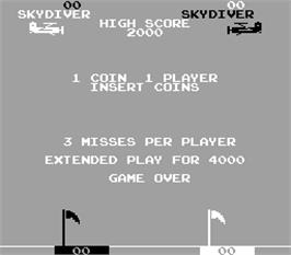 Title screen of Sky Diver on the Arcade.