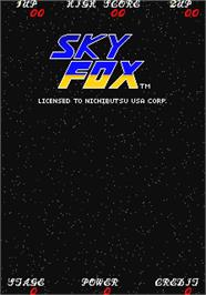 Title screen of Sky Fox on the Arcade.
