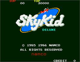Title screen of Sky Kid Deluxe on the Arcade.