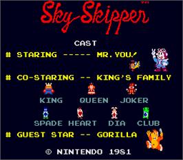 Title screen of Sky Skipper on the Arcade.