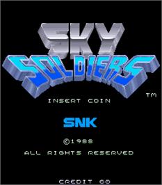 Title screen of Sky Soldiers on the Arcade.