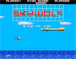 Title screen of Sky Wolf on the Arcade.