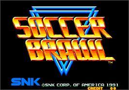 Title screen of Soccer Brawl on the Arcade.