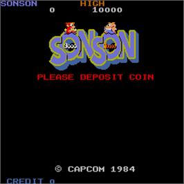 Title screen of Son Son on the Arcade.