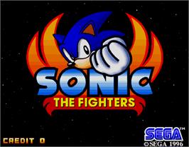Title screen of Sonic The Fighters on the Arcade.
