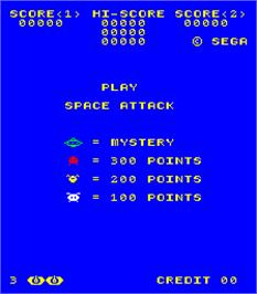 Title screen of Space Attack on the Arcade.