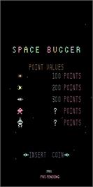Title screen of Space Bugger on the Arcade.