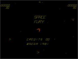 Title screen of Space Fury on the Arcade.
