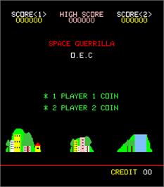 Title screen of Space Guerrilla on the Arcade.