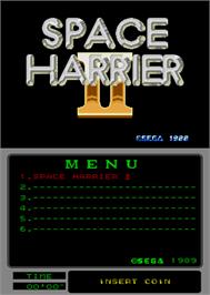 Title screen of Space Harrier II on the Arcade.