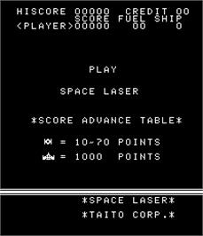 Title screen of Space Laser on the Arcade.