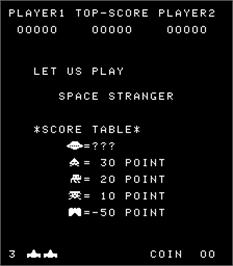 Title screen of Space Stranger on the Arcade.