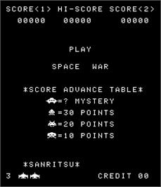 Title screen of Space War on the Arcade.