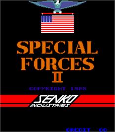 Title screen of Special Forces II on the Arcade.
