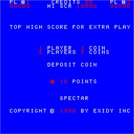 Title screen of Spectar on the Arcade.