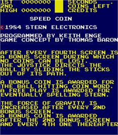 Title screen of Speed Coin on the Arcade.