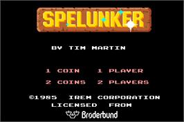 Title screen of Spelunker on the Arcade.