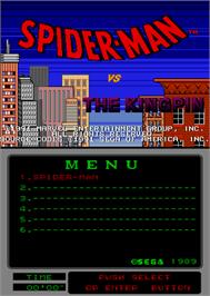 Title screen of Spider-Man vs The Kingpin on the Arcade.