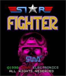 Title screen of Star Fighter on the Arcade.